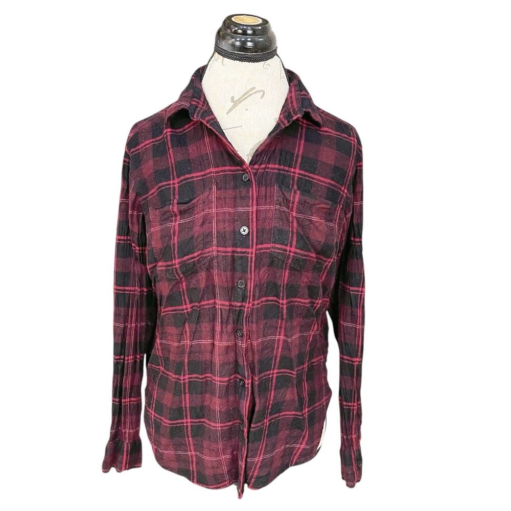 L.o.g.g. H&M Womens Button down Shirt Sz 8 Plaid Preppy Grunge Y2k 2000's Hiking - Picture 3 of 16